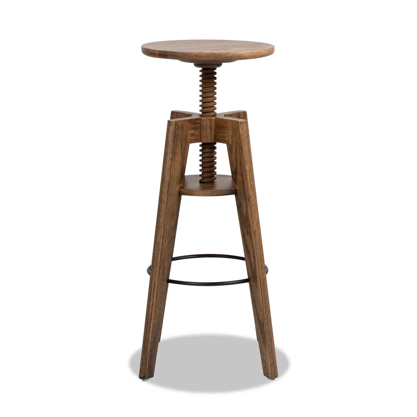 Spencer - Minimalist Oak Adjustable Bar Counter Stool - Walnut Brown Oak by HouseOfZazla