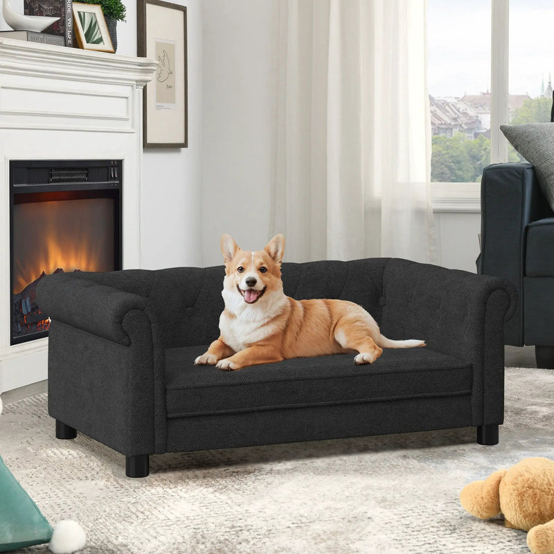 Modern Elegant Rectangle Pet Bed, Durable Elevated Dog Sofa by HouseOfZazla