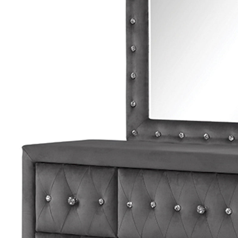Sophia - Tufted Mirror - Gray by HouseOfZazla