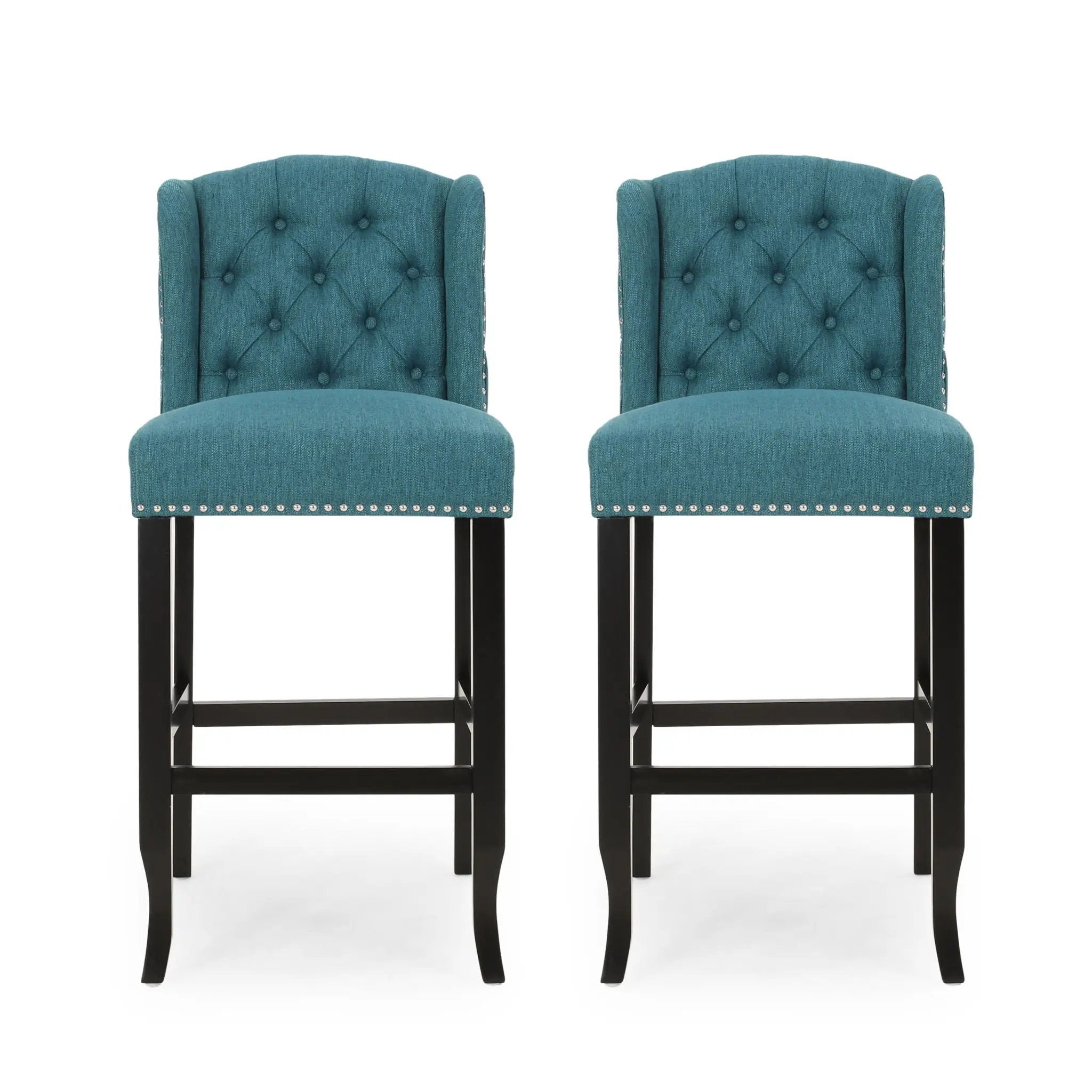 Vienna Contemporary Fabric Tufted Wingback Counter Stools (Set of 2) by HouseOfZazla