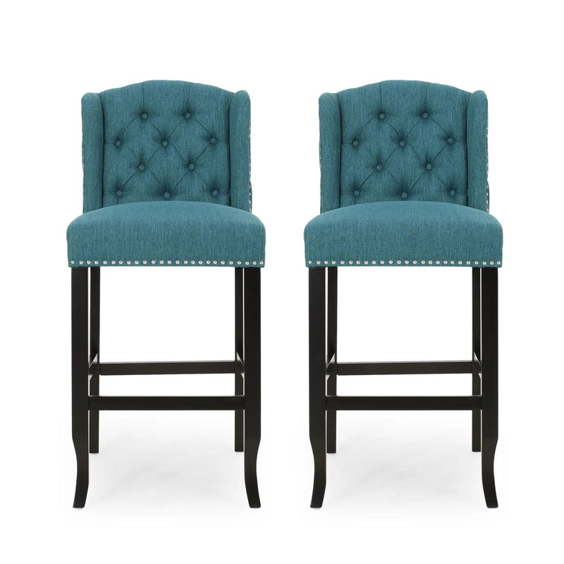Vienna Contemporary Fabric Tufted Wingback Counter Stools (Set of 2) by HouseOfZazla