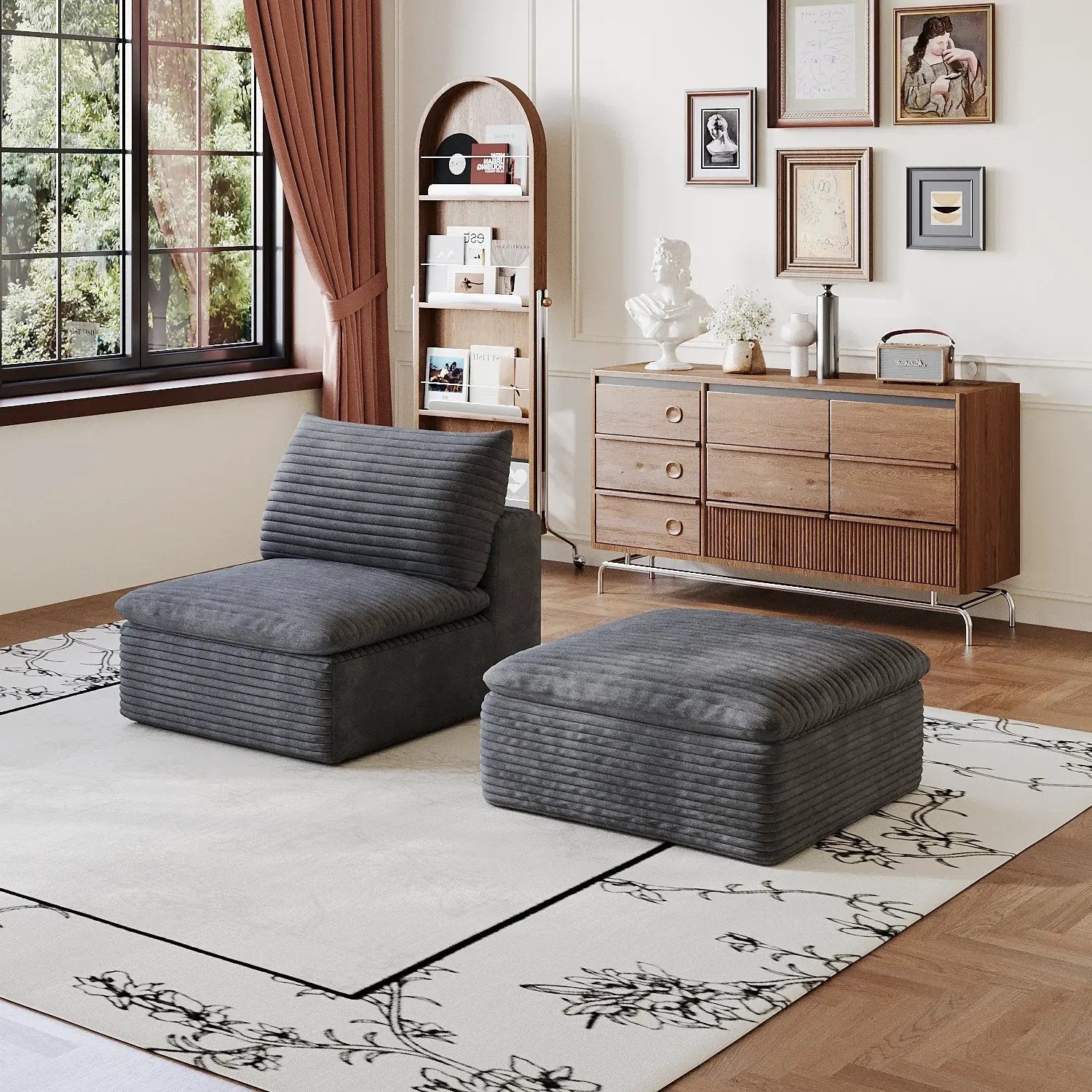 1 Middle Seat Sofa with Ottoman by HouseOfZazla