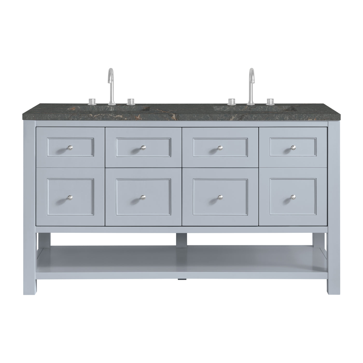 James Martin Breckenridge 60" Double Bathroom Vanity, Serenity Blue with Parisien Bleu (FreePower) countertop