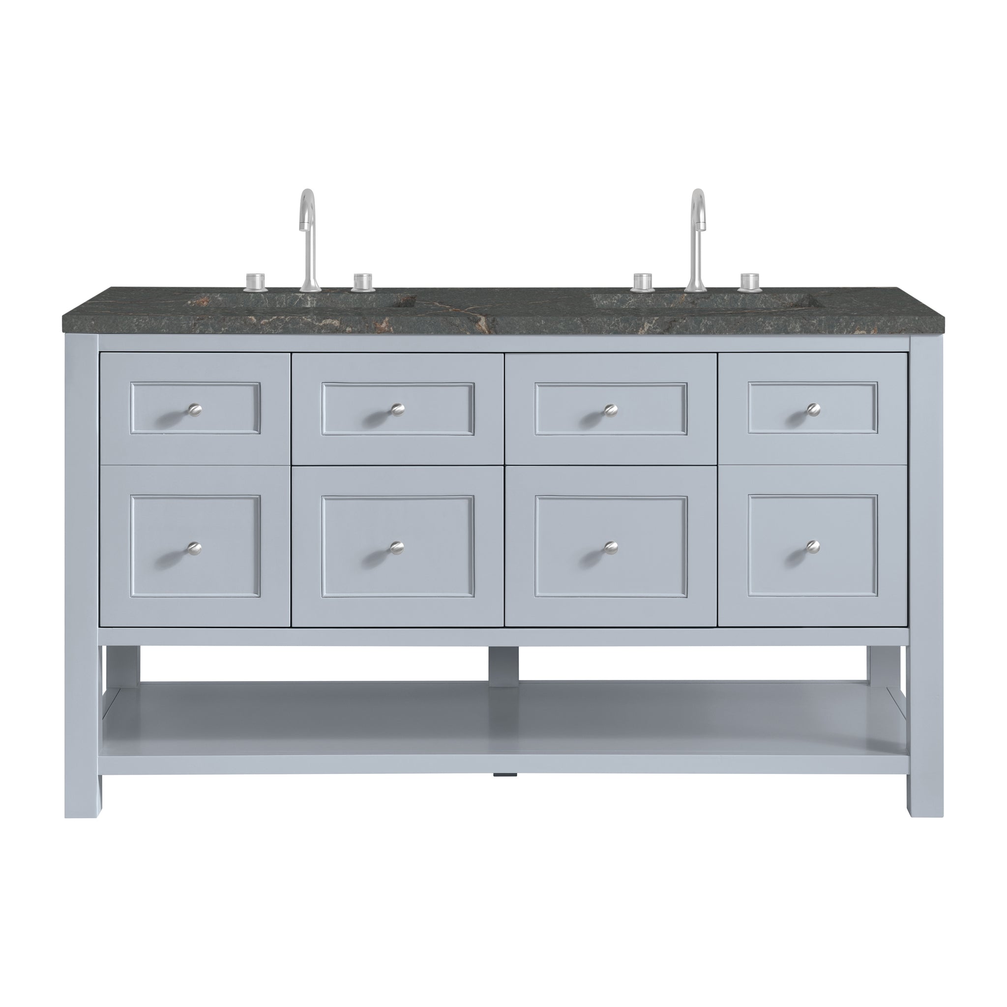James Martin Breckenridge 60" Double Bathroom Vanity, Serenity Blue with Parisien Bleu (FreePower) countertop