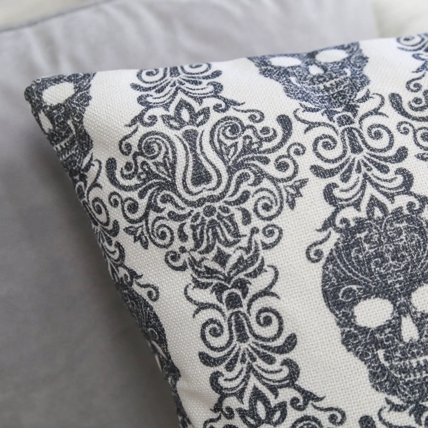 Gothic Damask Skull Throw Pillow by HouseOfZazla