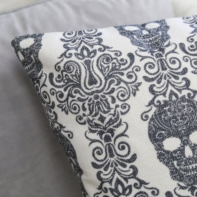 Gothic Damask Skull Throw Pillow by HouseOfZazla