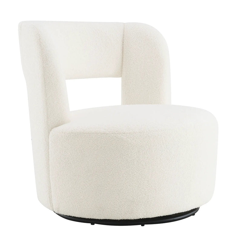 Swivel Comfy Round Barrel Chair With Soft Teddy Fabric For Living Room by HouseOfZazla