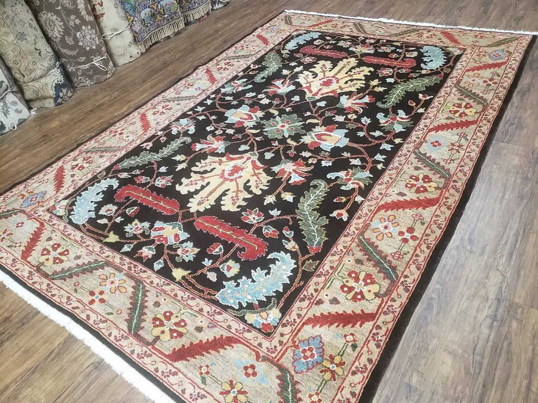 Peshawar Rug, 6x9 Rug, Hand Knotted Wool Area Rug, Black and Silver Rug, Unique Oriental Carpet, Handmade, Medium Sized Rug, Persian Rug by Jewel Rugs