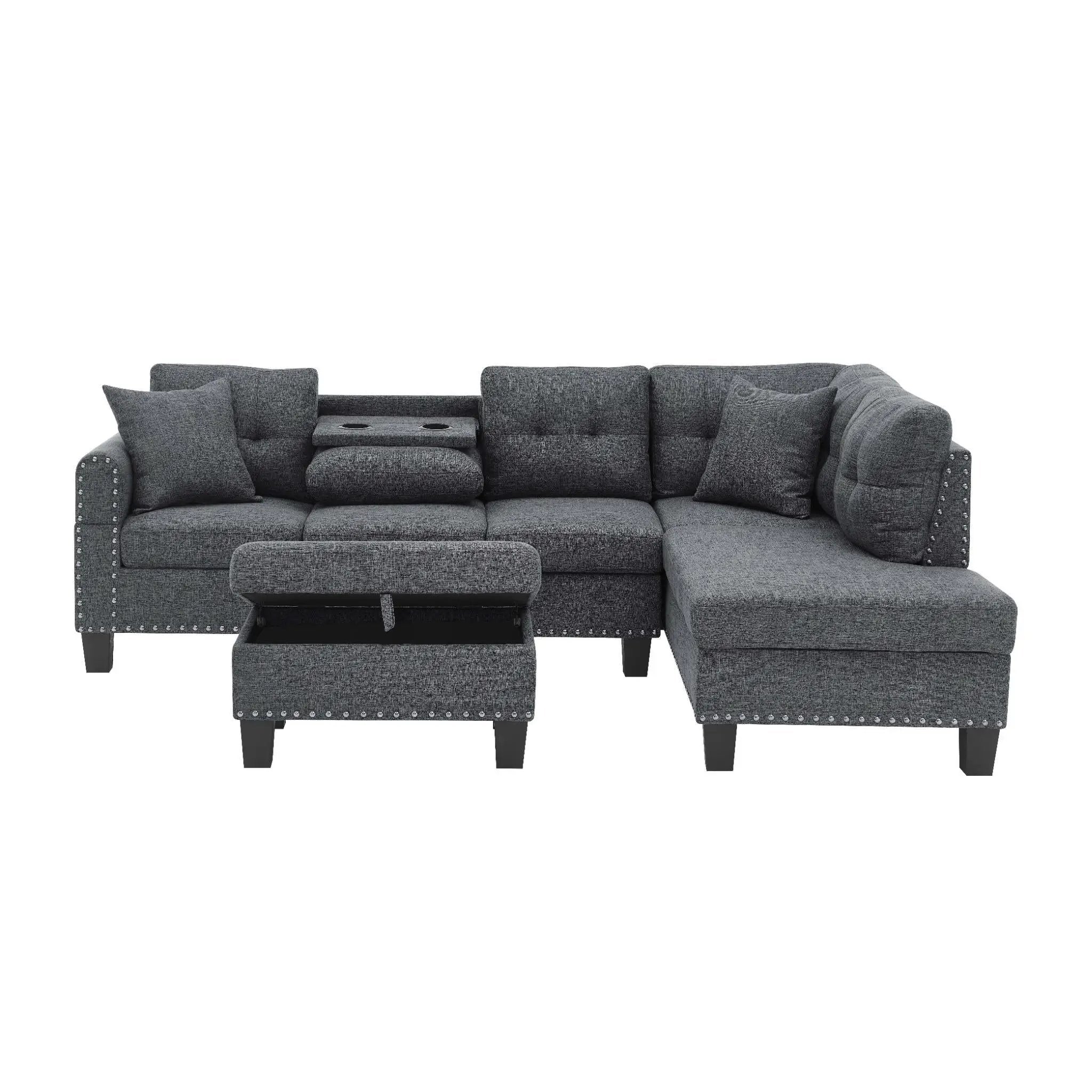 Camden - Power Sectional Sofa With Storage Ottoman And Built In Charging Ports - Gray by Unique Piece Furniture
