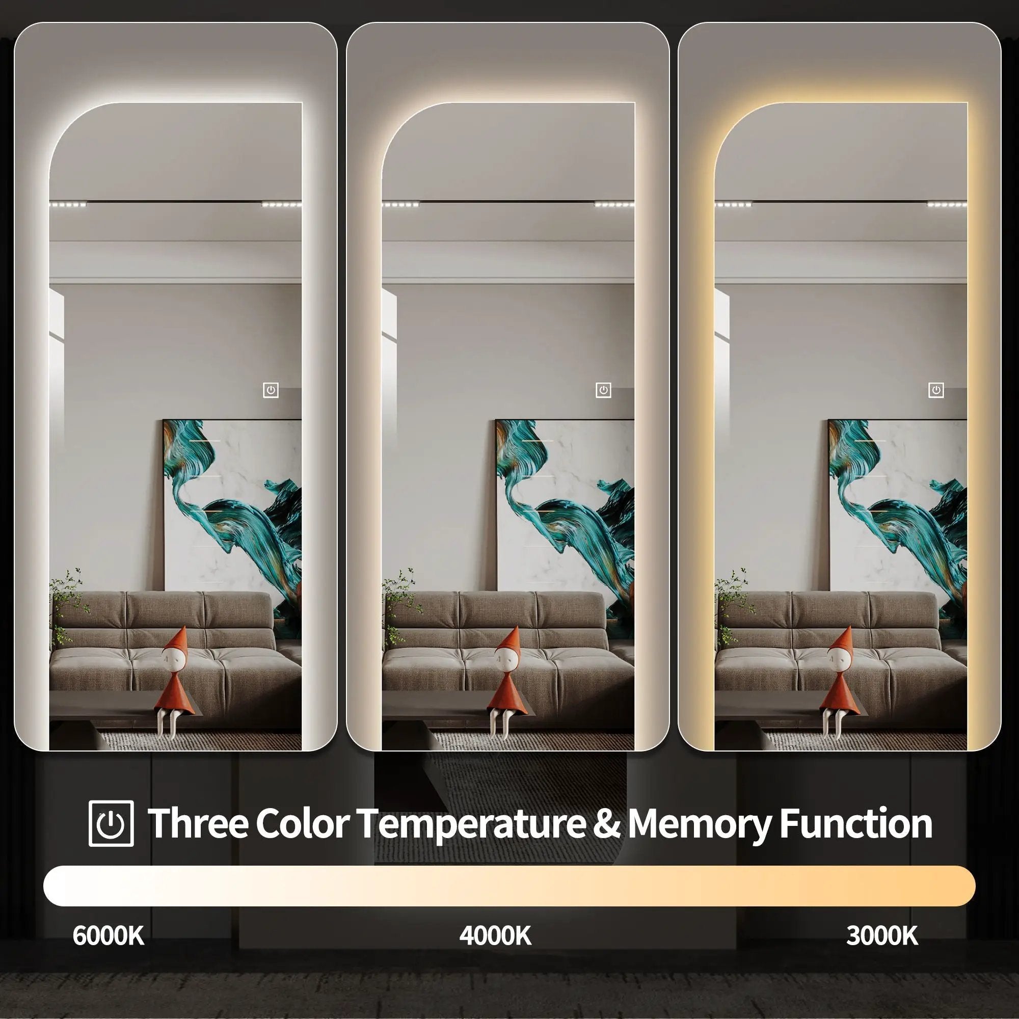 Irregular Shape LED Full Length Wall Mirror With 3 Color Dimmable Lighting - Silver by HouseOfZazla