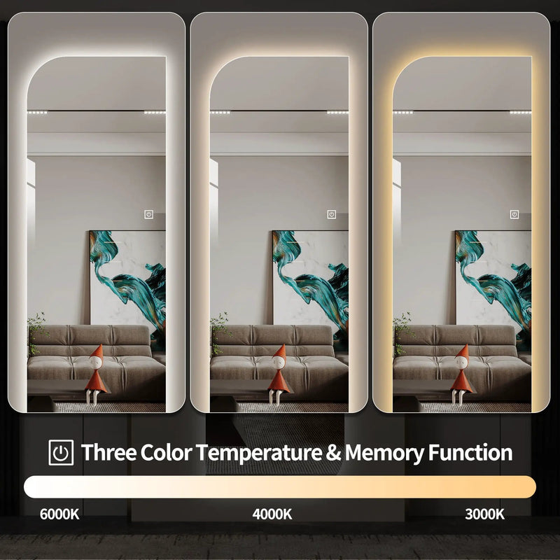 Irregular Shape LED Full Length Wall Mirror With 3 Color Dimmable Lighting - Silver by HouseOfZazla