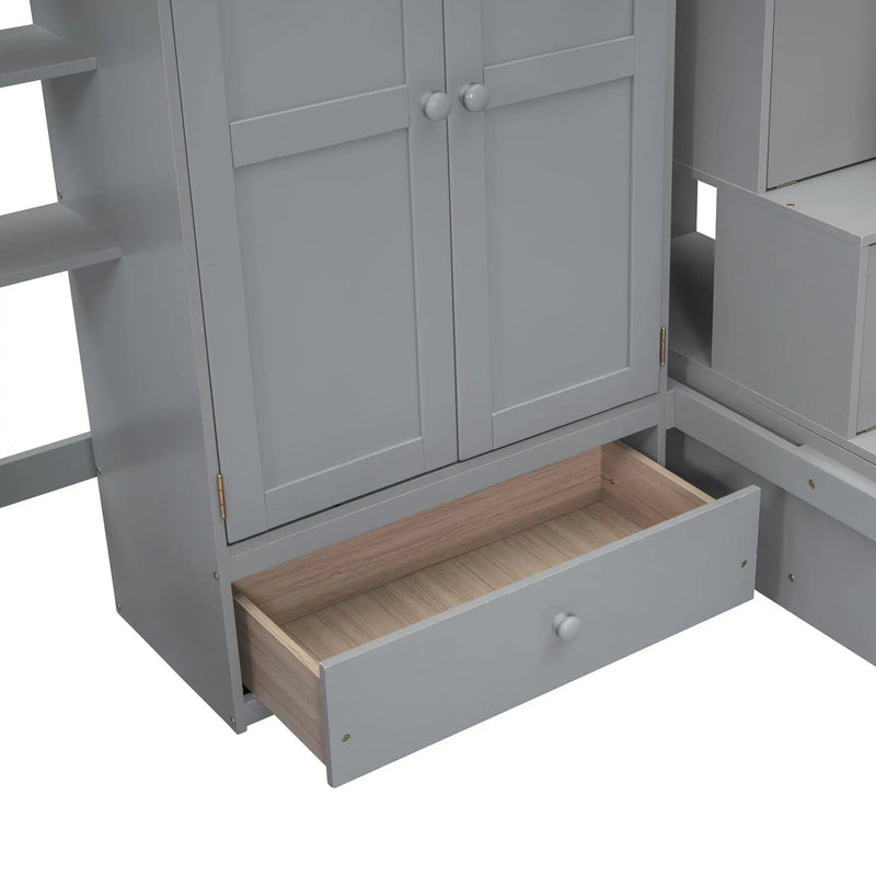 Loft Bed With Bookshelf, Drawers, Desk, And Wardrobe by HouseOfZazla