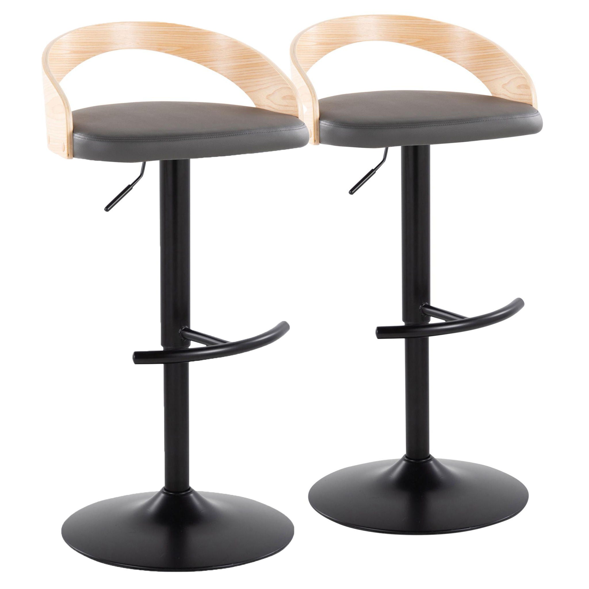 Grotto - Contemporary Adjustable Barstool With Swivel & Rounded T Footrest (Set of 2) by Unique Piece Furniture