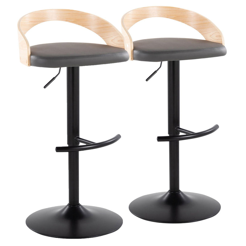 Grotto - Contemporary Adjustable Barstool With Swivel & Rounded T Footrest (Set of 2) by Unique Piece Furniture
