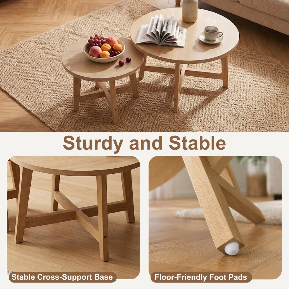 Set of 2 Round Nesting Coffee Tables by HouseOfZazla