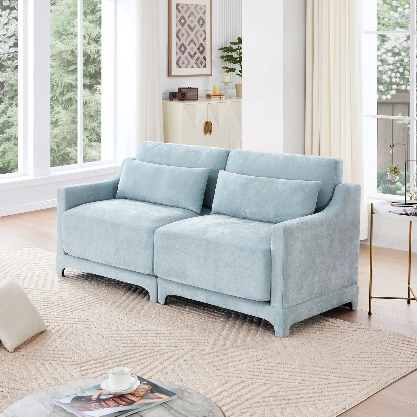 Elegant Sofa With Ergonomic Design And Lumbar Pillows by Unique Piece Furniture