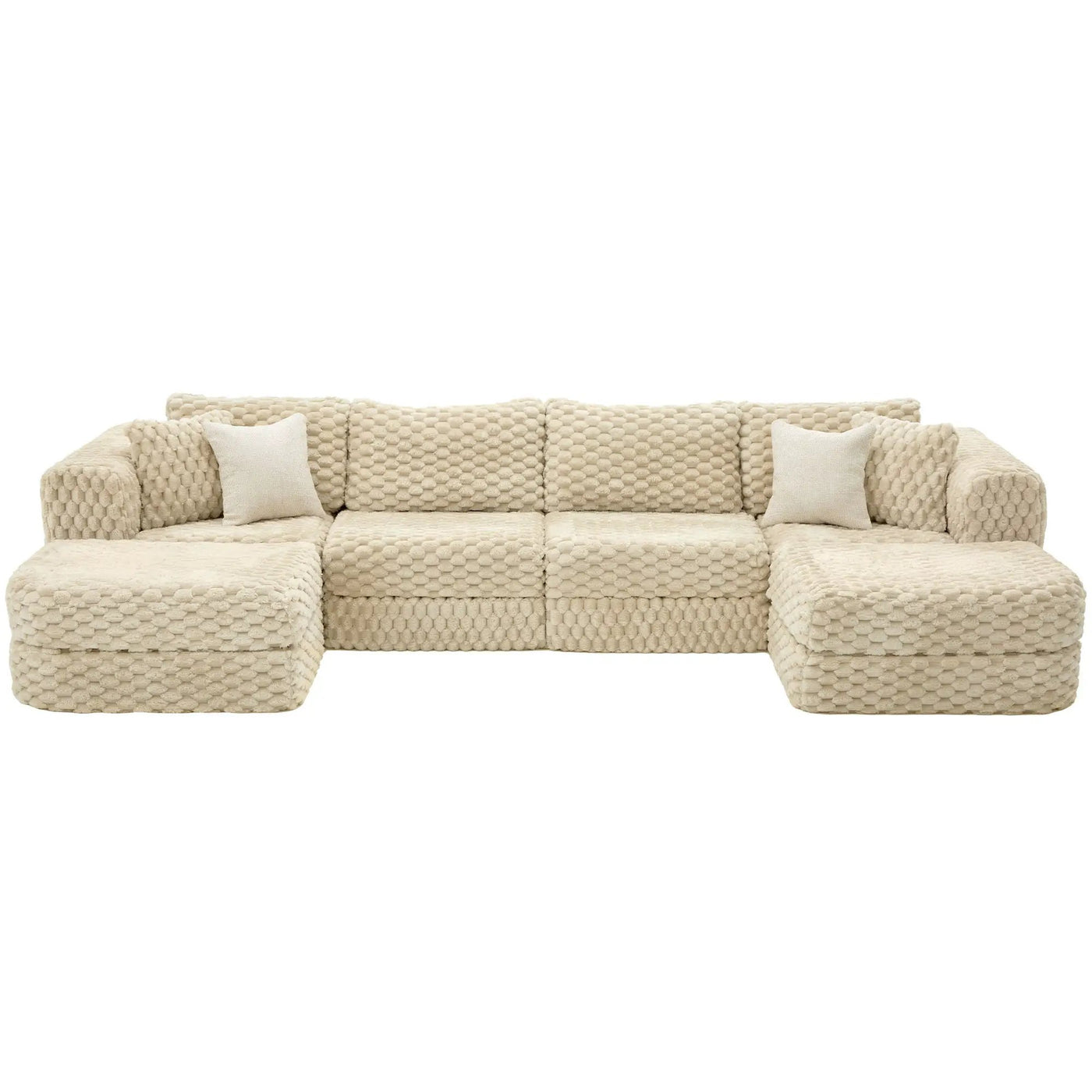 Modular Sectional Sofa, Boneless Couch With 2 Movable Ottomans by Unique Piece Furniture