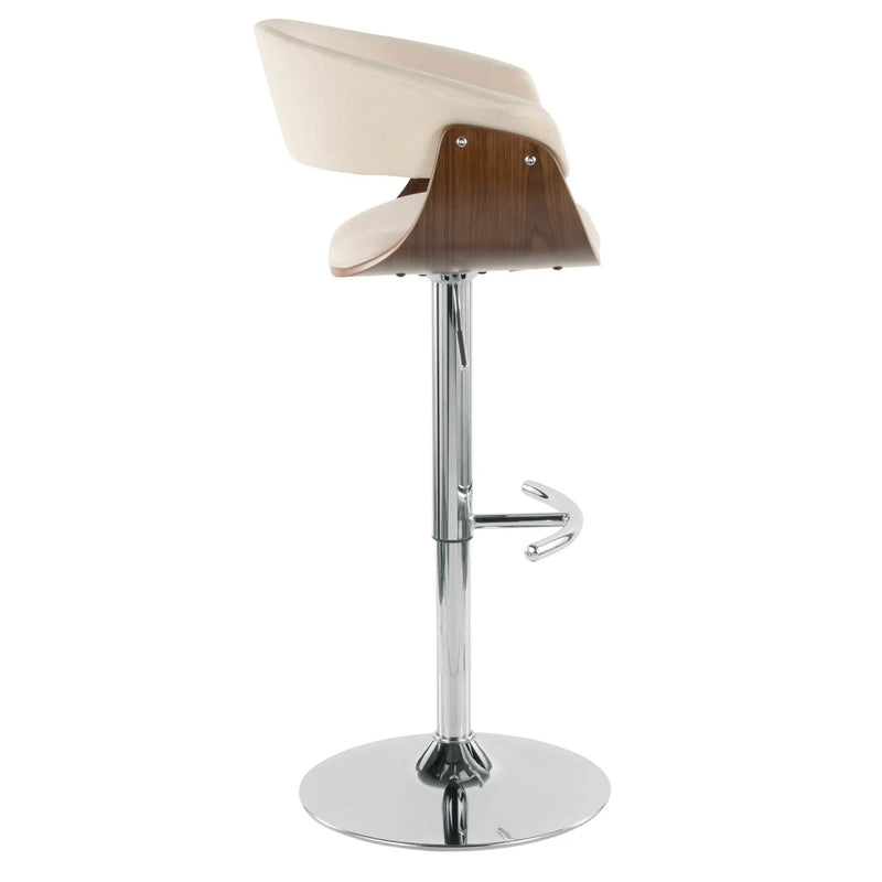 Vintage Mod - Mid Century Modern Adjustable Height Barstool With Swivel With Rounded T Footrest (Set of 2) by Unique Piece Furniture
