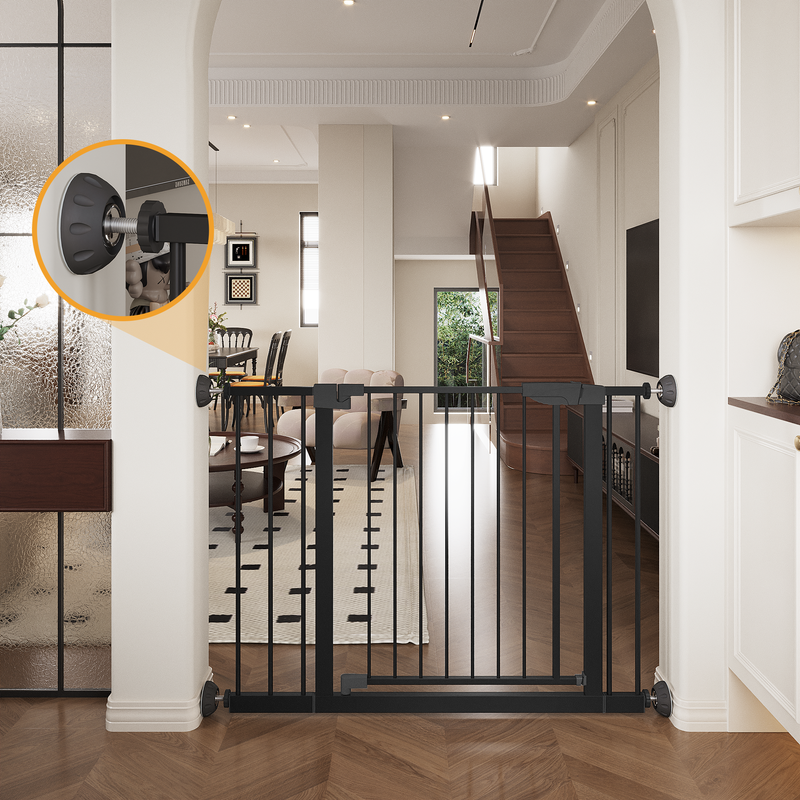 Wide Baby Gate with Wall Protector for Stairs and Doorways by HouseOfZazla