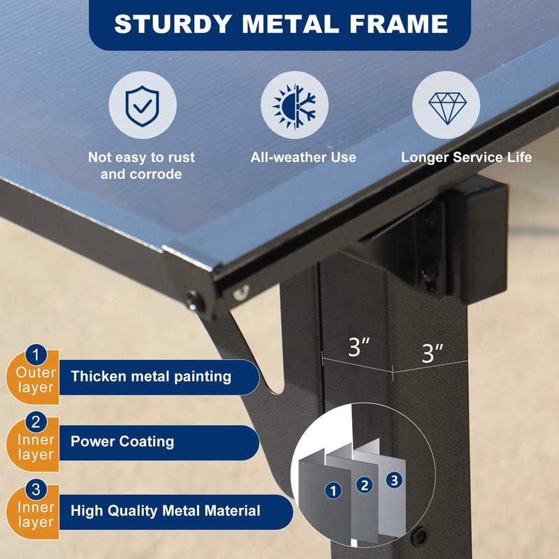 Wall Mounted Outdoor Pergola Gazebo, Heavy Duty Metal Awning With Roof by Unique Piece Furniture