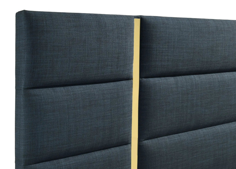 Ines 56-inch Fabric Upholstered Eastern King Panel Bed Navy by Unique Piece Furniture