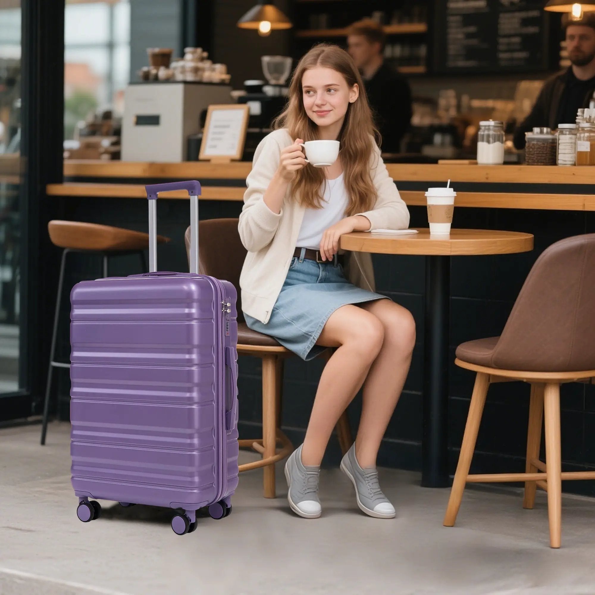 HIFINE Tourist 3-Piece ABS Spinner Wheel Luggage Set (Purple) by HouseOfZazla