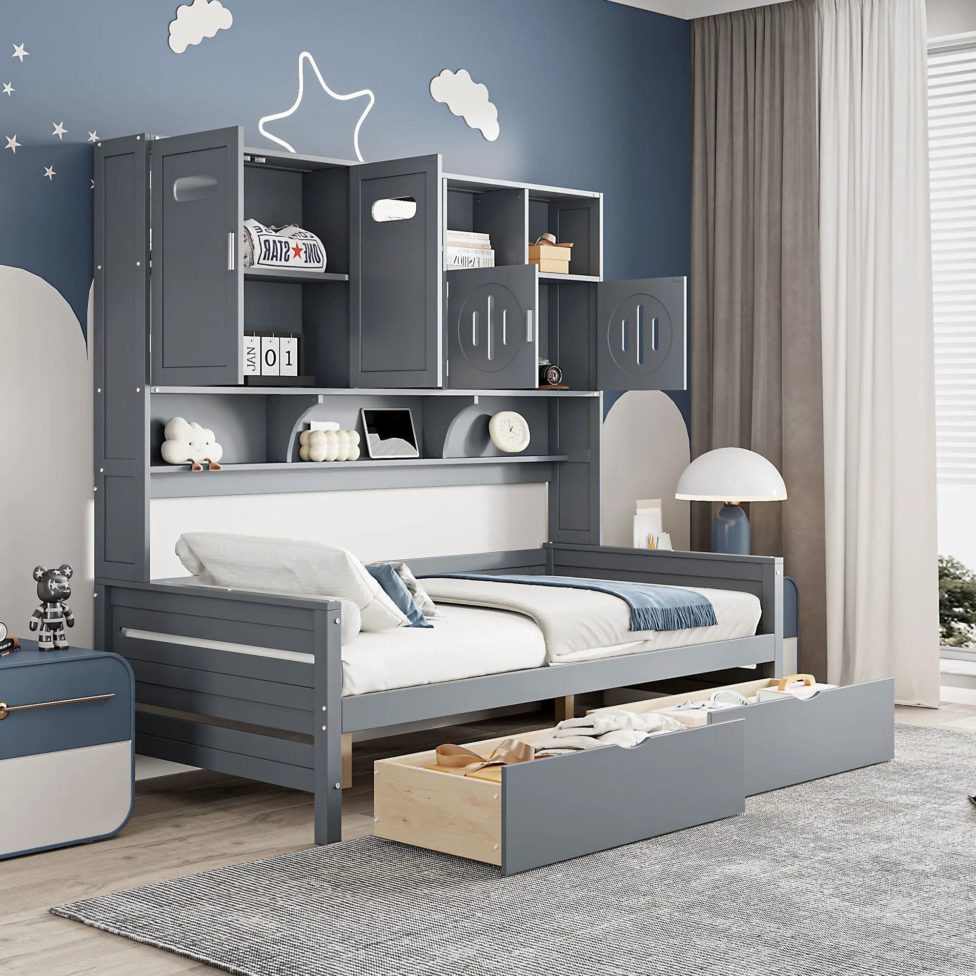 Daybed With All-In-One Cabinet And Shelf by HouseOfZazla