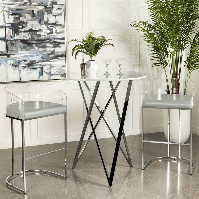 Bexter Round 35-inch Faux Marble Bistro Bar Table Chrome by Unique Piece Furniture