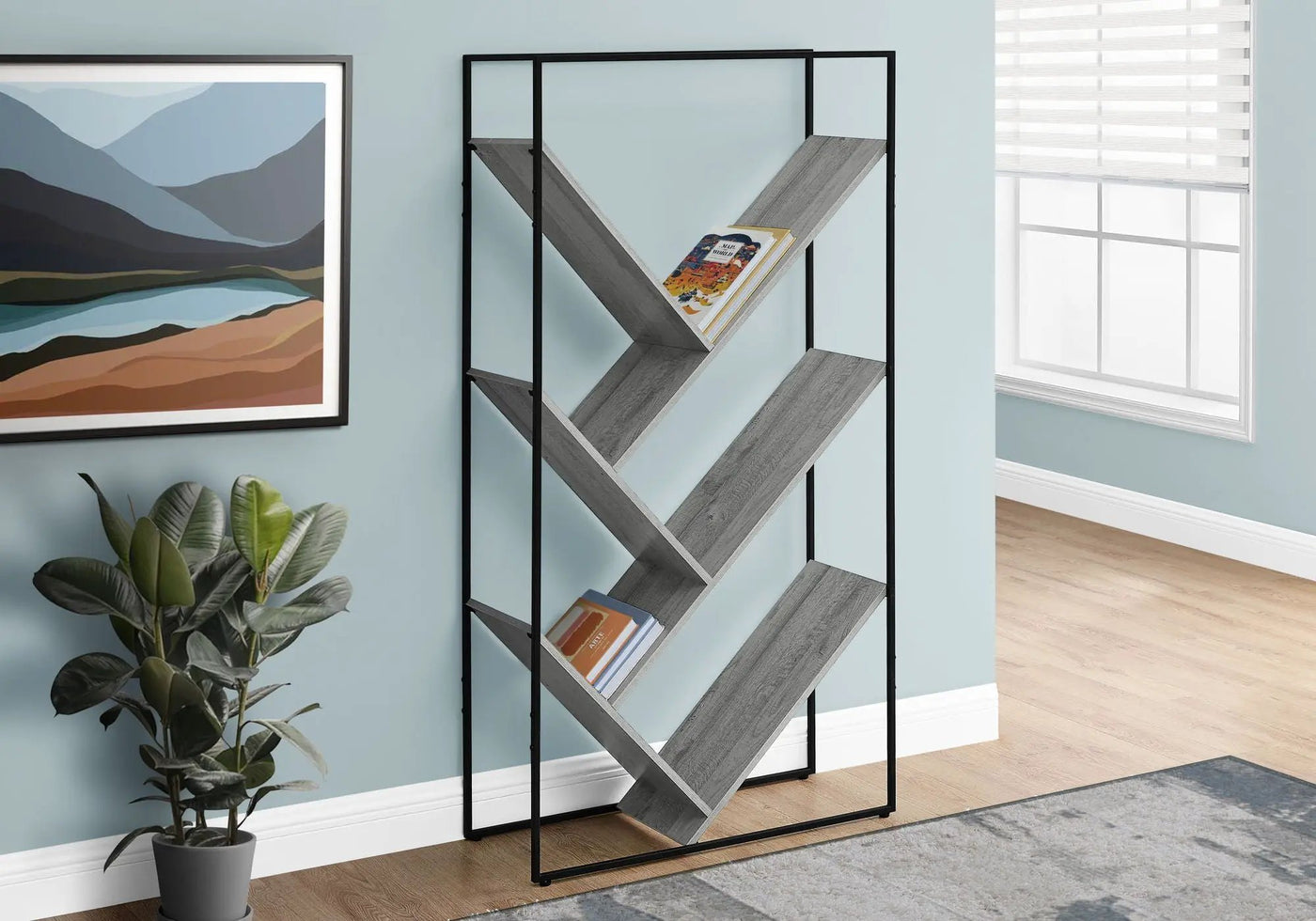 3-Tier Contemporary Bookshelf with Reclaimed Wood Finish by HouseOfZazla