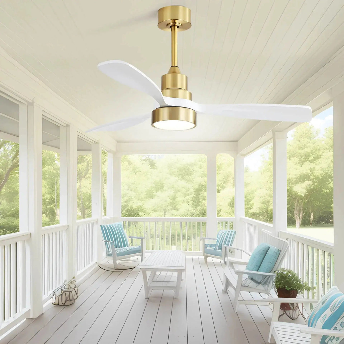 Indoor Ceiling Fan with Dimmable LED Light, 6-Speed Remote, Reversible Blades by HouseOfZazla