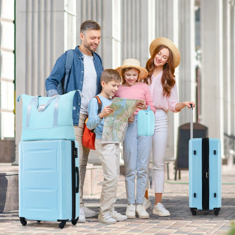 2 Piece Luggage Set With Bags Expanable Spinner Wheels ABS Lightweight Suitcase With Tsa Lock 20" / 24" by HouseOfZazla