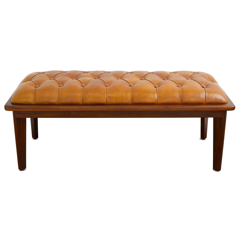 Arden - Bench With Buttons - Brown / Rustic / Tan by HouseOfZazla