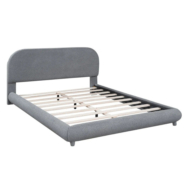 Upholstered Platform Bed With Thick Solid Frame And Stylish Curve-Shaped Design by HouseOfZazla