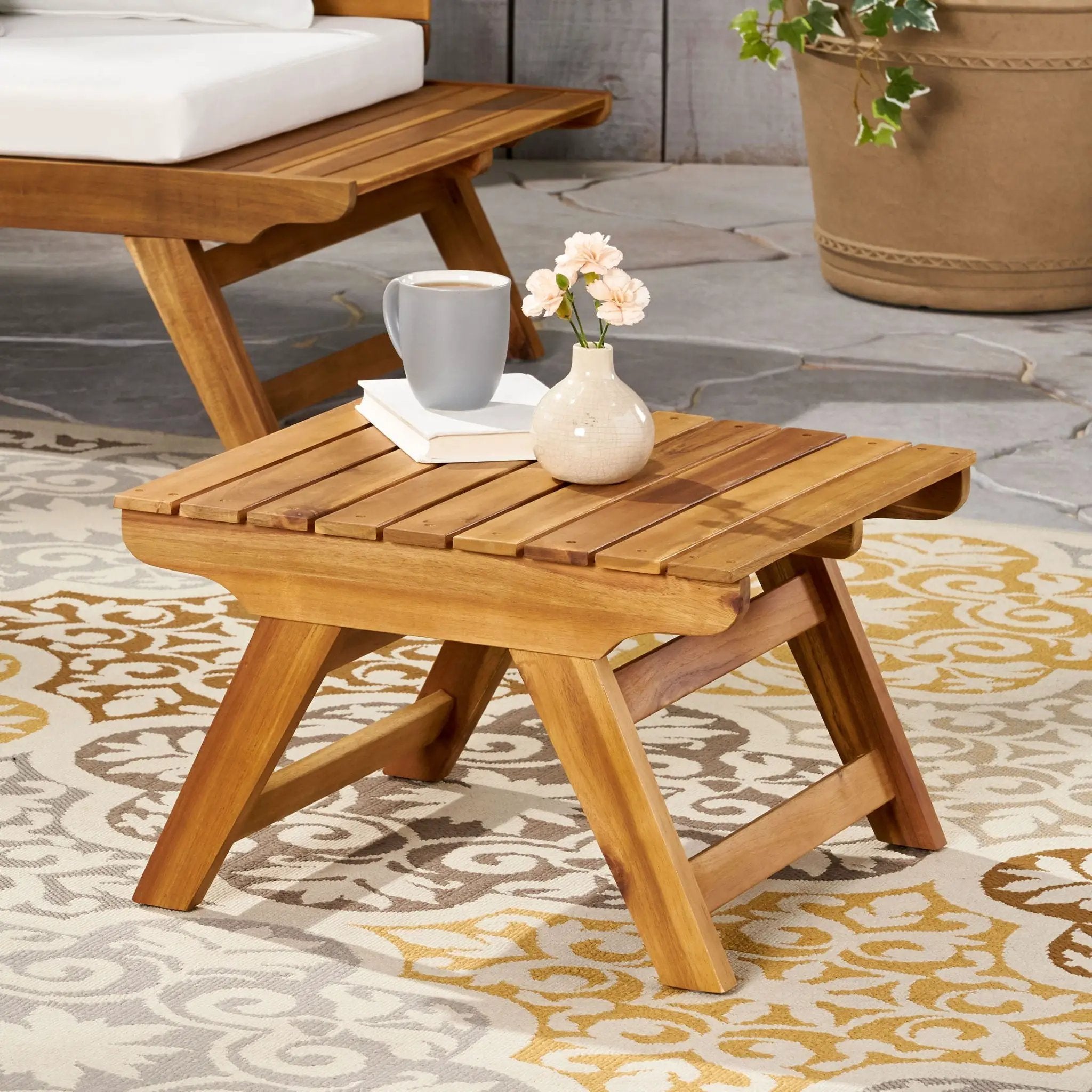 Sedona Outdoor Side Table With Open Slat Design by HouseOfZazla