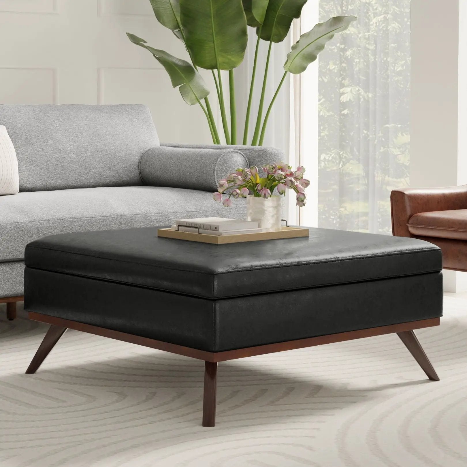 Owen - Multifunctional Square Coffee Table Storage Ottoman by Unique Piece Furniture