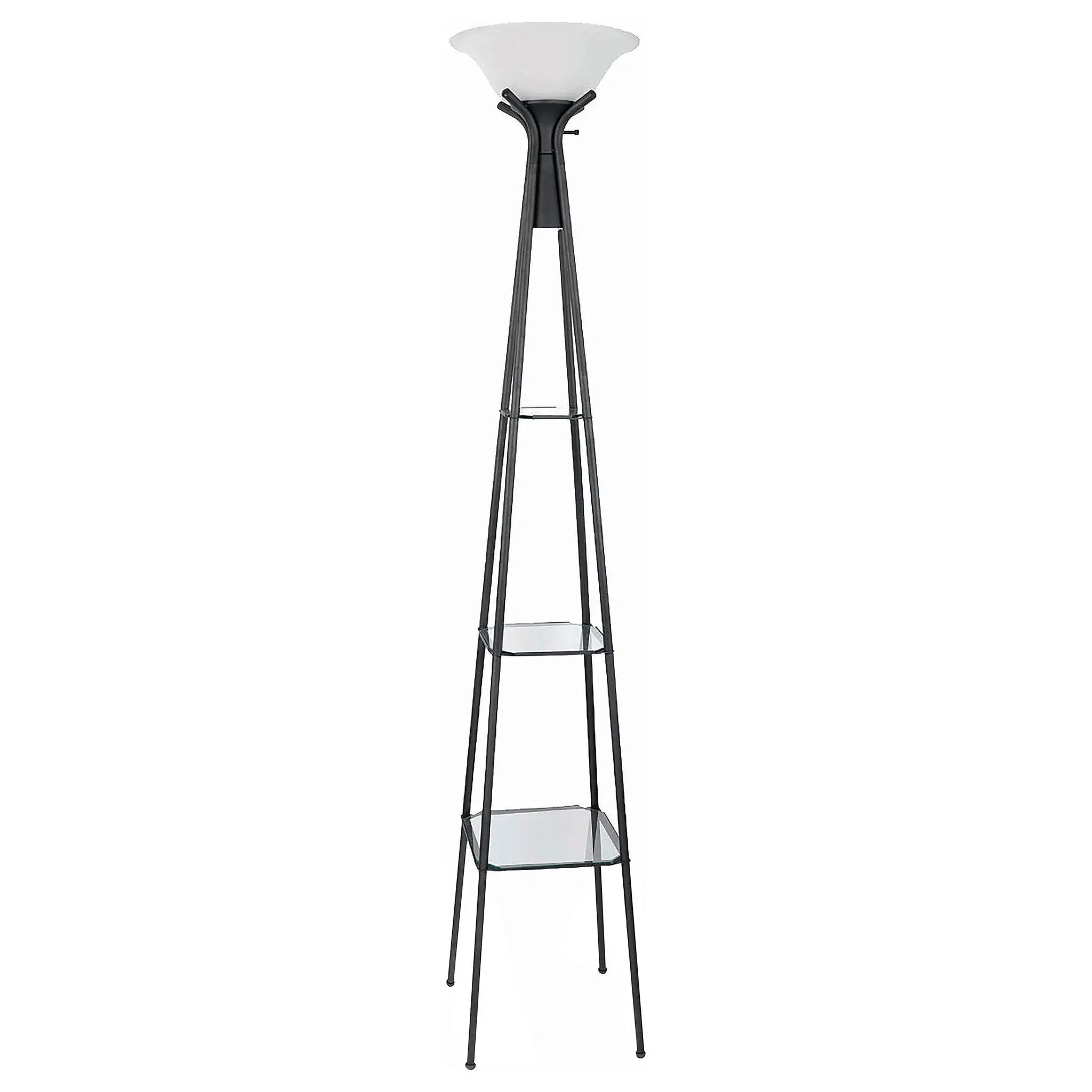 Gianni 70-inch 3-shelf Frosted Torchiere Floor Lamp Black by Unique Piece Furniture