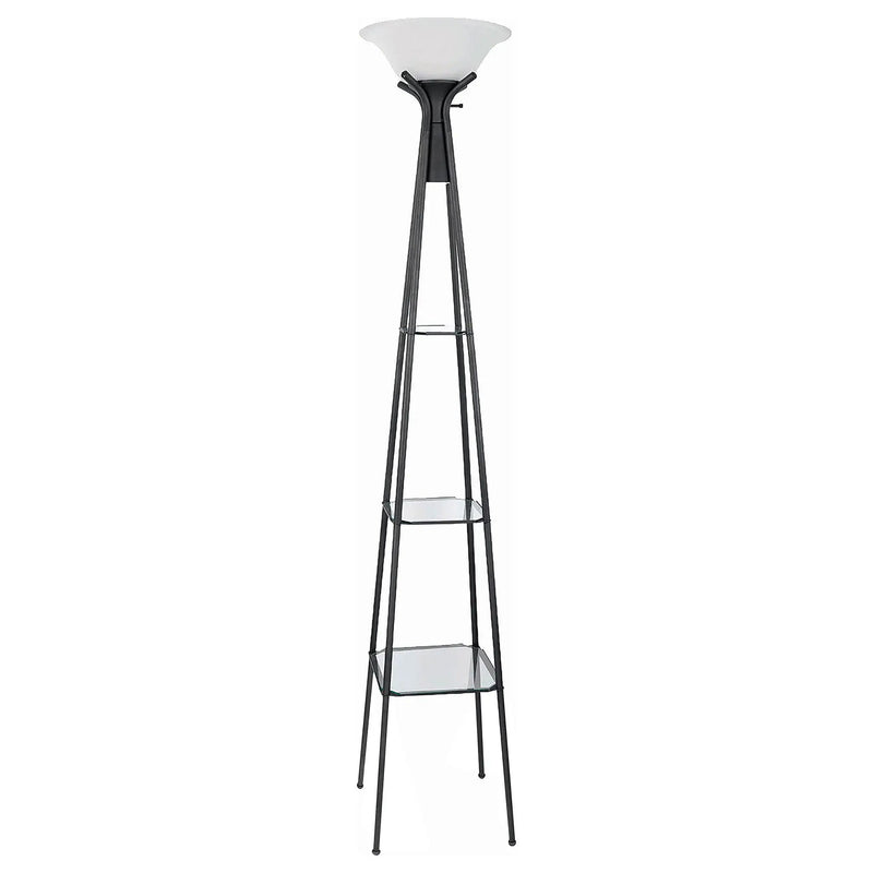 Gianni 70-inch 3-shelf Frosted Torchiere Floor Lamp Black by Unique Piece Furniture