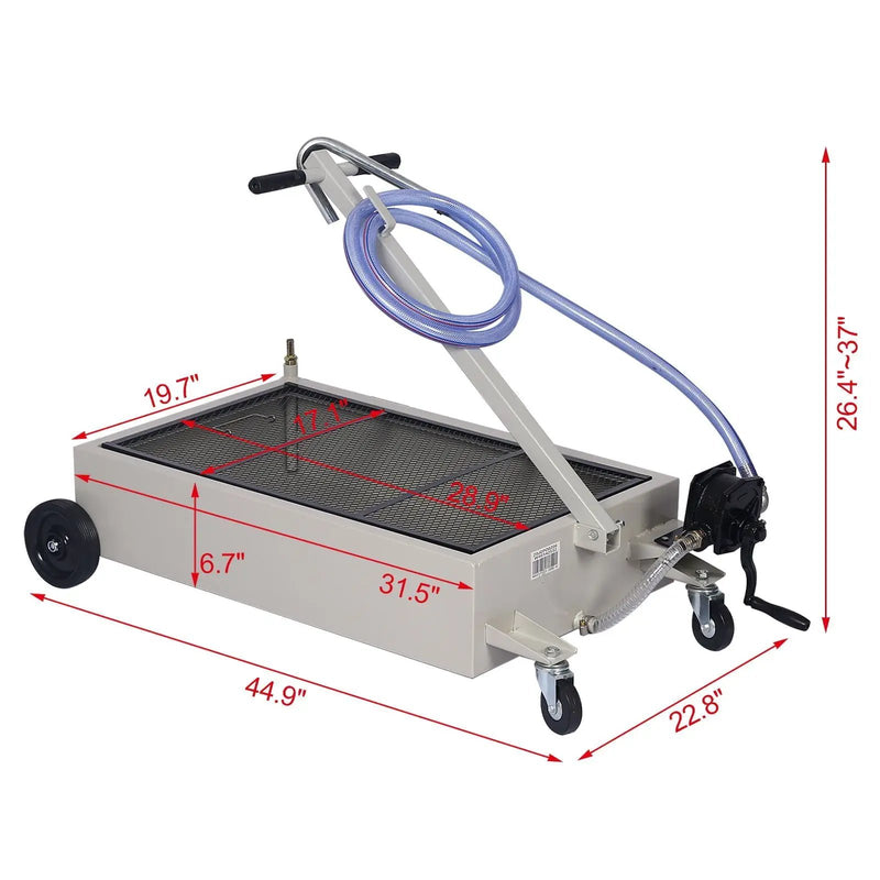 Heavy Duty 20 Gallon Low Profile Oil Drain With Pump Polypropylene - Gray by HouseOfZazla
