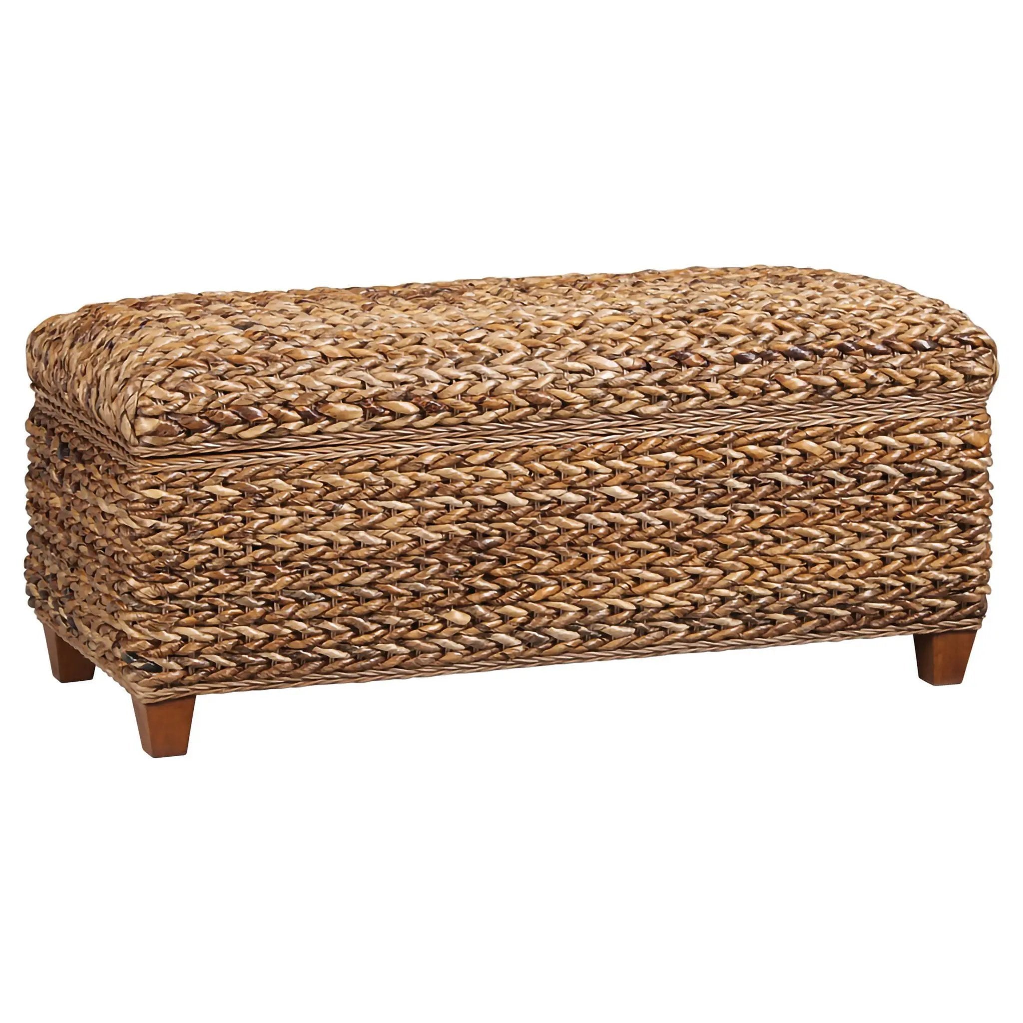 Laughton Hand-Woven Banana Leaf Storage Bench Amber by Unique Piece Furniture