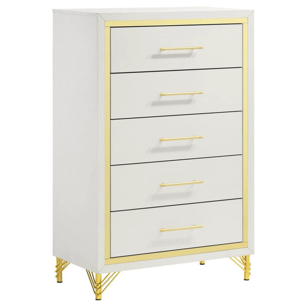 Chesney - 5 Drawer Chest With Trim - White