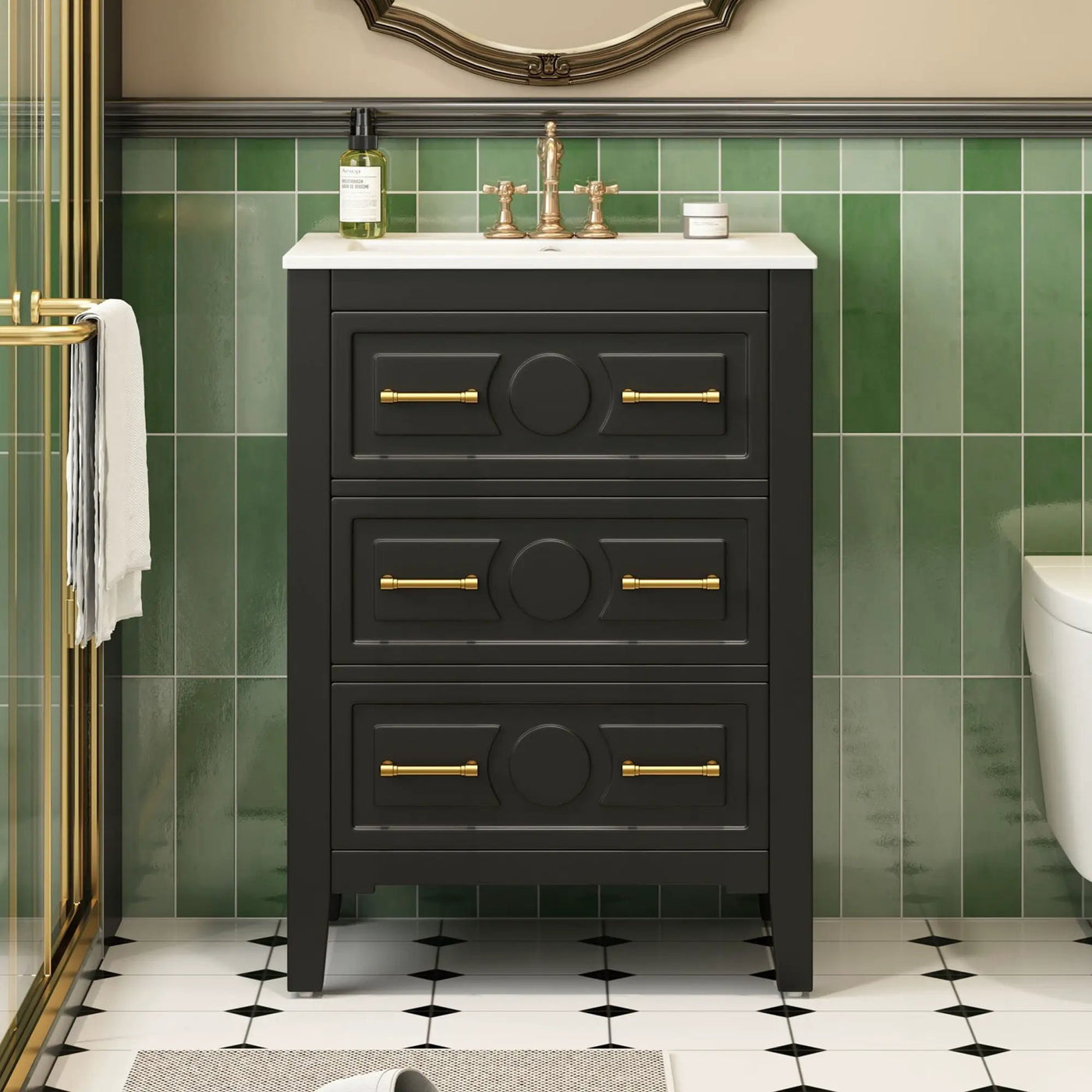 Bathroom Vanity With Sink, Free Standing 3 Drawer Storage Cabinet by HouseOfZazla