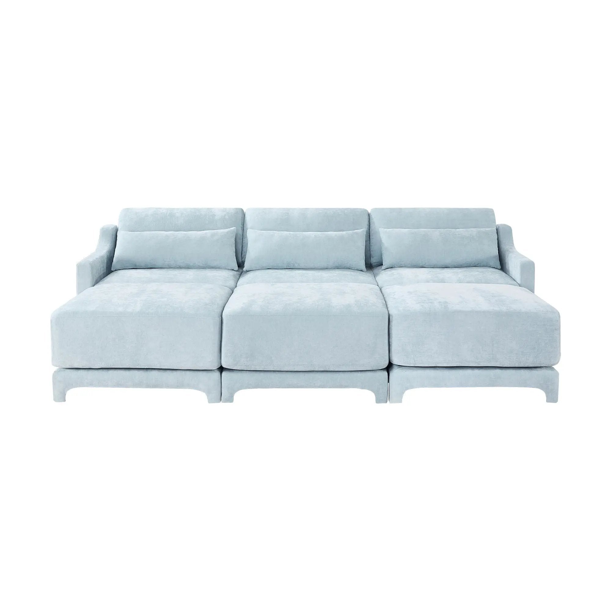 Stylish Sofa With Ottoman And Lumbar Pillows, Ergonomic Design by HouseOfZazla