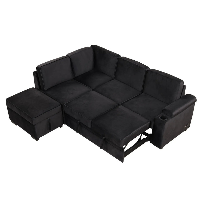 Sleeper Sofa Bed, 2 In 1 Pull Out Sofa Bed L Shape Couch With Storage Ottoman For Living Room, Bedroom Couch And Small Apartment by HouseOfZazla