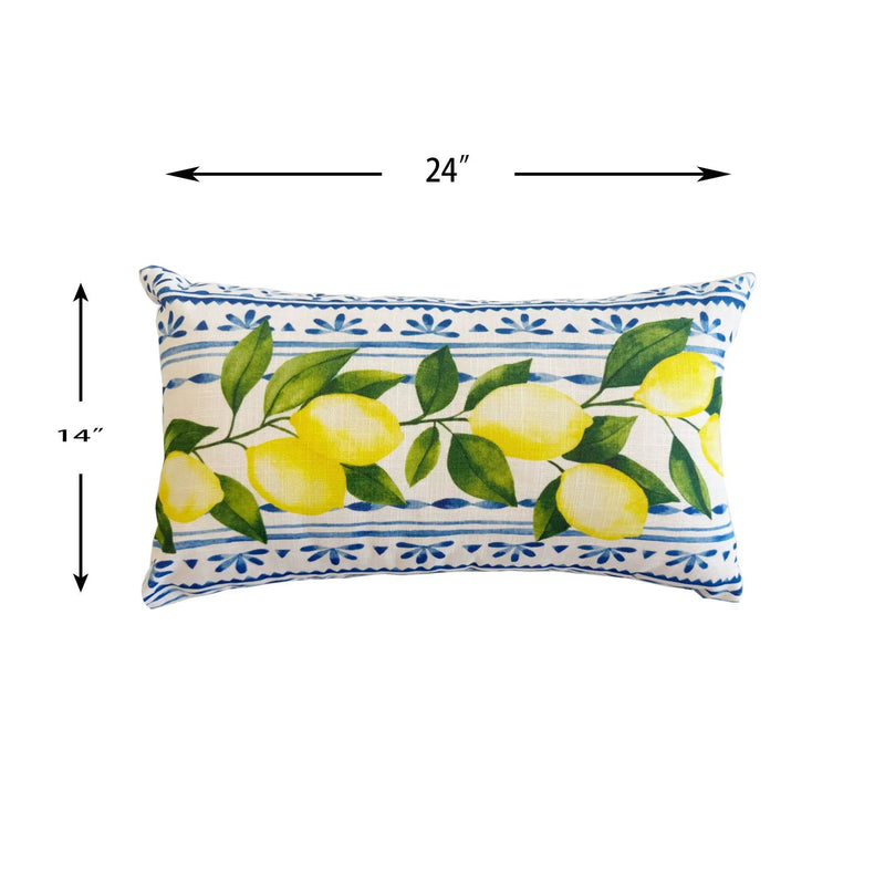 Summer Fresh Lemon Lumbar Outdoor Pillows - Multi by HouseOfZazla