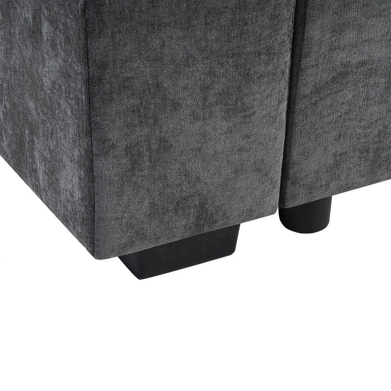 Modern L Shaped Sectional Sofa With Upholstery And Wooden Storage