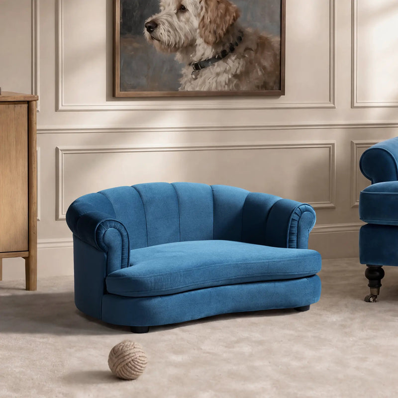 Halle 35.5" Rolled Arm Channel-Tufted Dog Sofa Bed, Medium, Satin by HouseOfZazla