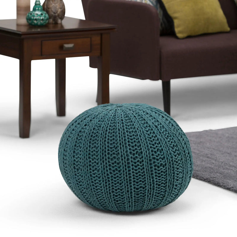 Shelby - Handcrafted Hand Knit Round Pouf by Unique Piece Furniture