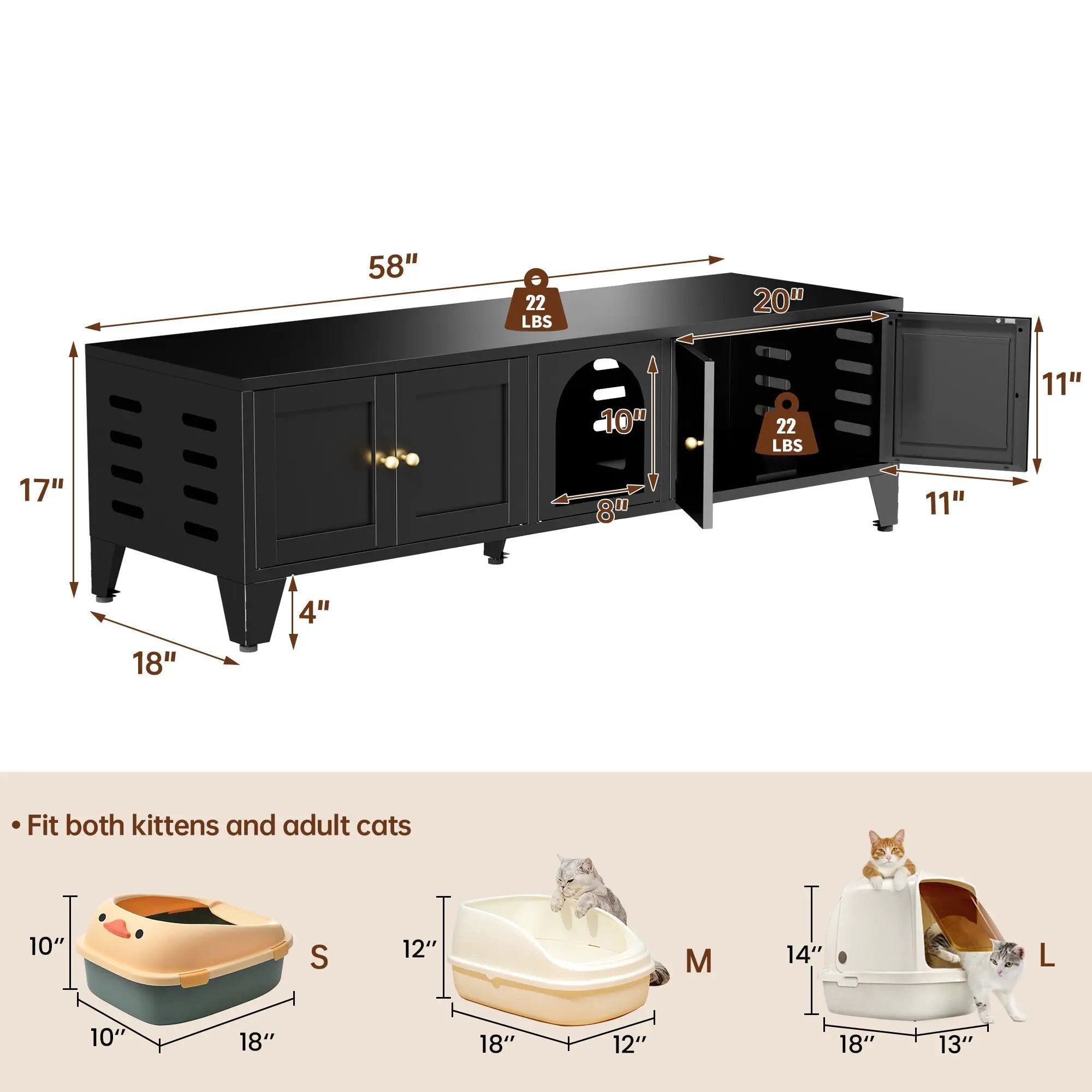 58" Metal Cat Litter Box Enclosure by HouseOfZazla