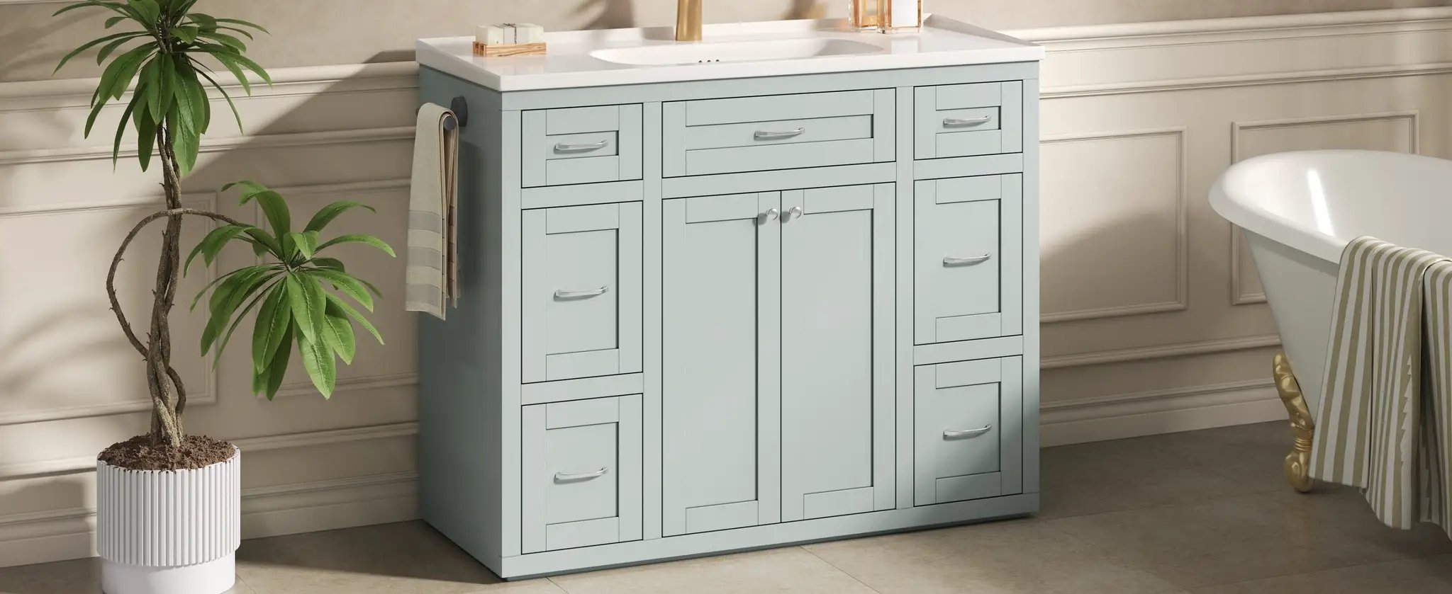 48" Mint Green Bathroom Vanity by HouseOfZazla