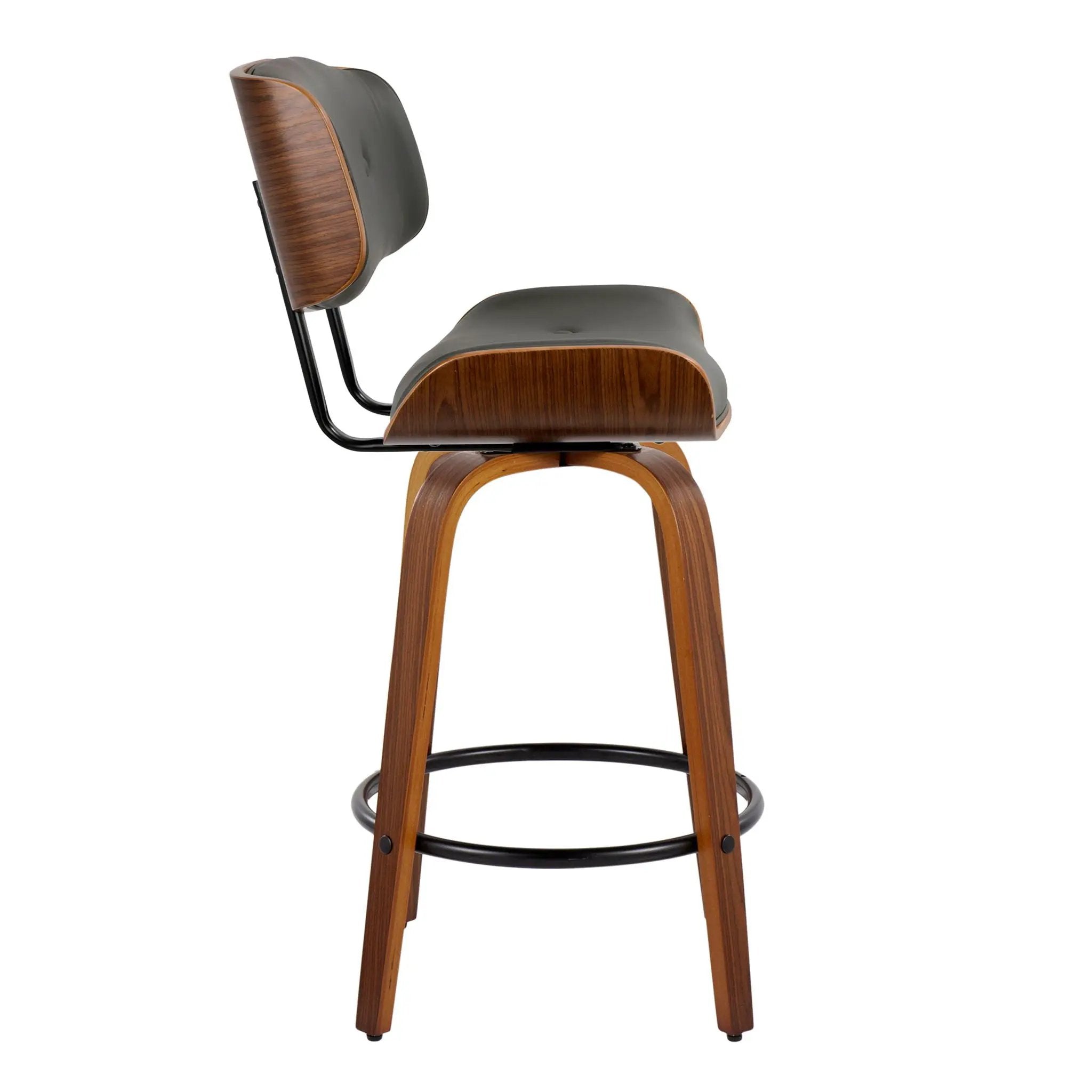 Lombardi - Mid-Century Modern Fixed Height Counter Stool With Swivel With Round Footrest (Set of 2) by Unique Piece Furniture